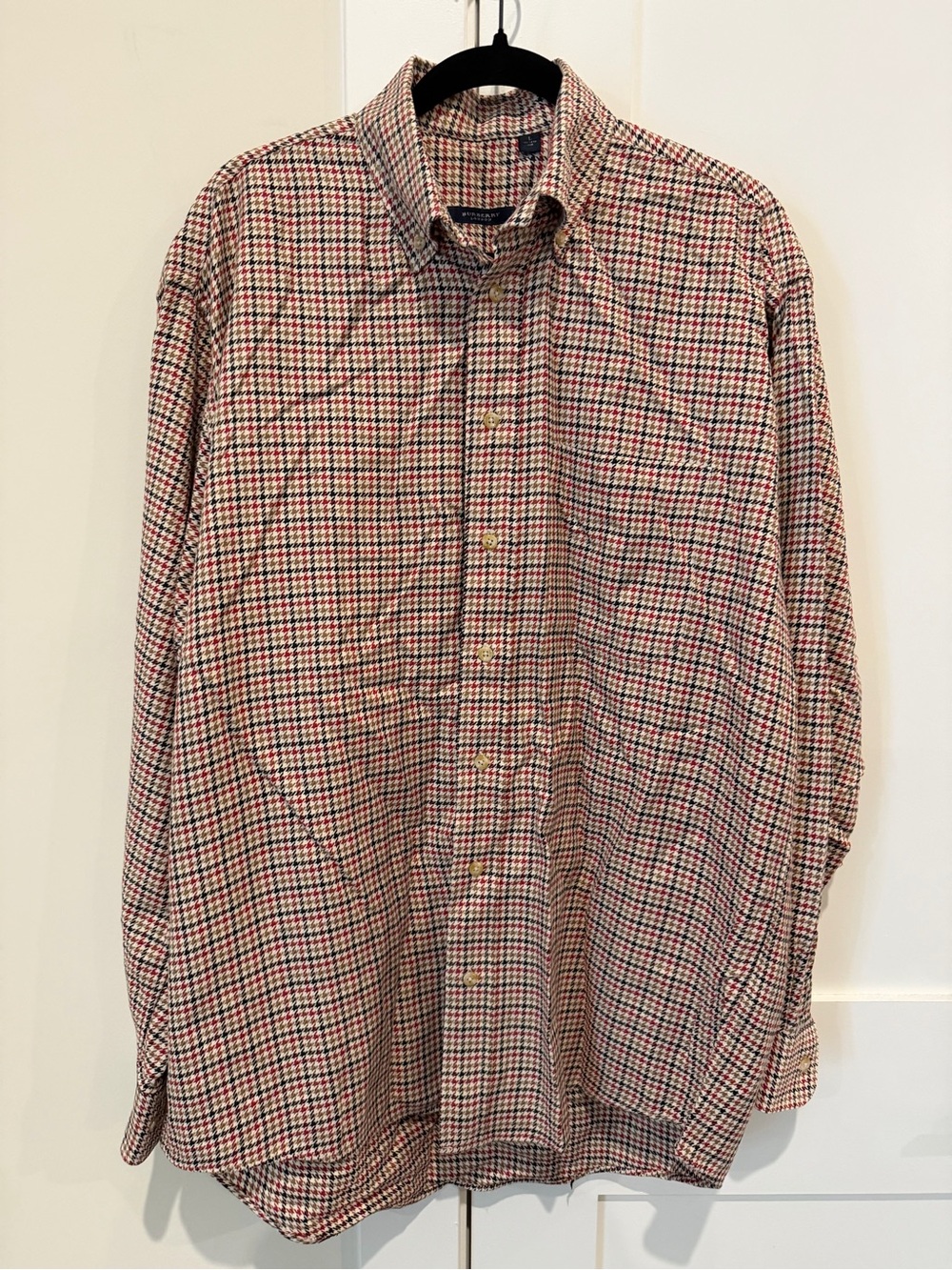 Burberry Vintage Checked Houndstooth Button-Up Shirt Sz Large EUC Preppy Luxury - Picture 10 of 11